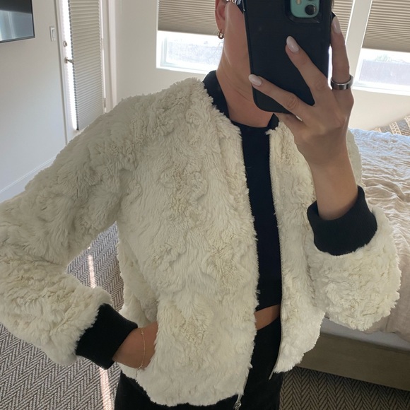 Melrose & market white fuzzy zip up jacket - Picture 8 of 8